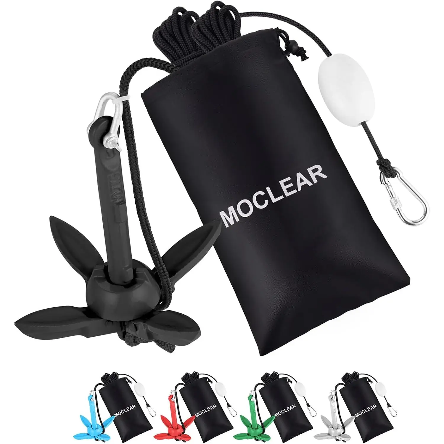Kayak Anchor Kit, 1.5/3.5 lb Compact Folding Grapnel Anchor for Kayaks, Canoes, SUPs, Jet Skis, Small Boats - Lightweight Portable Marine Boat Anchor with Rust-Resistant Design