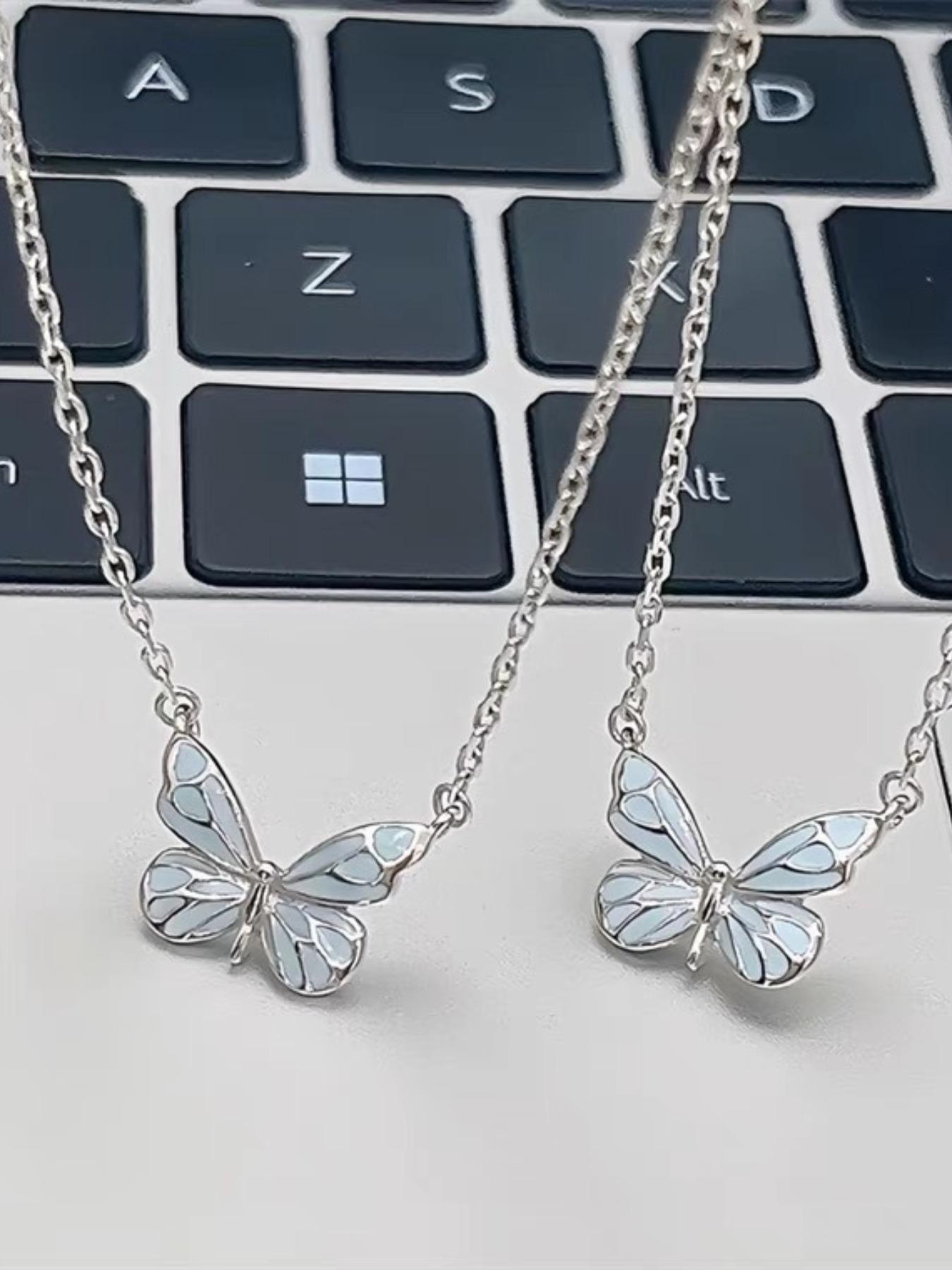Glow-In-The-Dark Butterfly Bracelet Necklace Set for Women, Unique Design Fashion Accessory, Layered Stackable Jewelry for Students & Friends