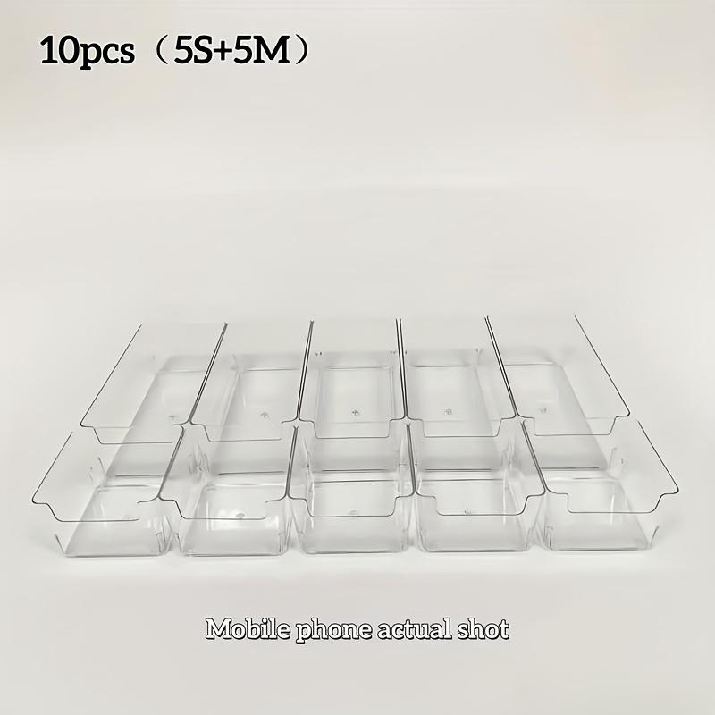 2-piece plastic storage box set - stackable drawer and desktop organizer separated, no assembly required, free combination modular system, suitable for cosmetics, office, kitchen, bathroom, wardrobe - transparent drawer organizer box