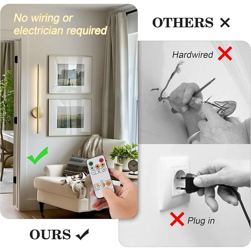 50CM LED Decorative Wall Light Remote Control Dimmable Magnetic Mount for Living Room Bedroom Corridor Closet Study Indoor Wall Lamp