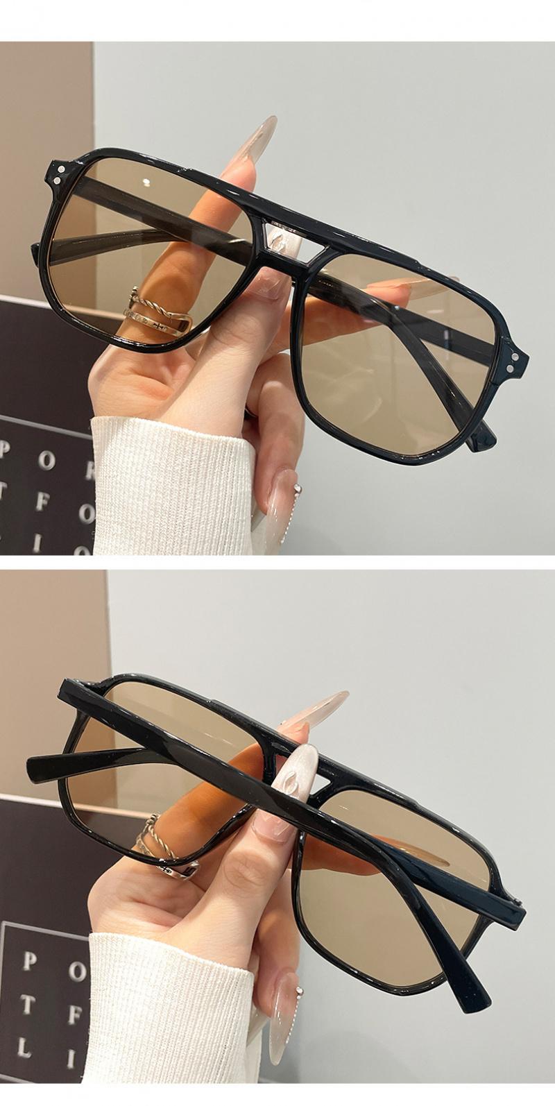 Square double-bridge fashion sunglasses for men and women, trendy street style, UV protection driving glasses, suitable for daily wear, outdoor activities, and blue light protection