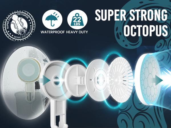 TAILI Shower Caddy Suction Cup, Heavy Duty Bathroom Shower Organizer, Removable Shelf for Inside Shower, Shampoo, Wall Mounted Plastic Shower Storage for Bathroom Accessories, White organizer rack inside shower