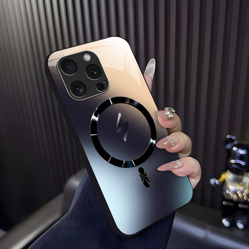 Luxury Ombre Gradient MagSafe Case – Futuristic Metallic Glossy Magnetic Cover for iPhone 16 Pro — 975
