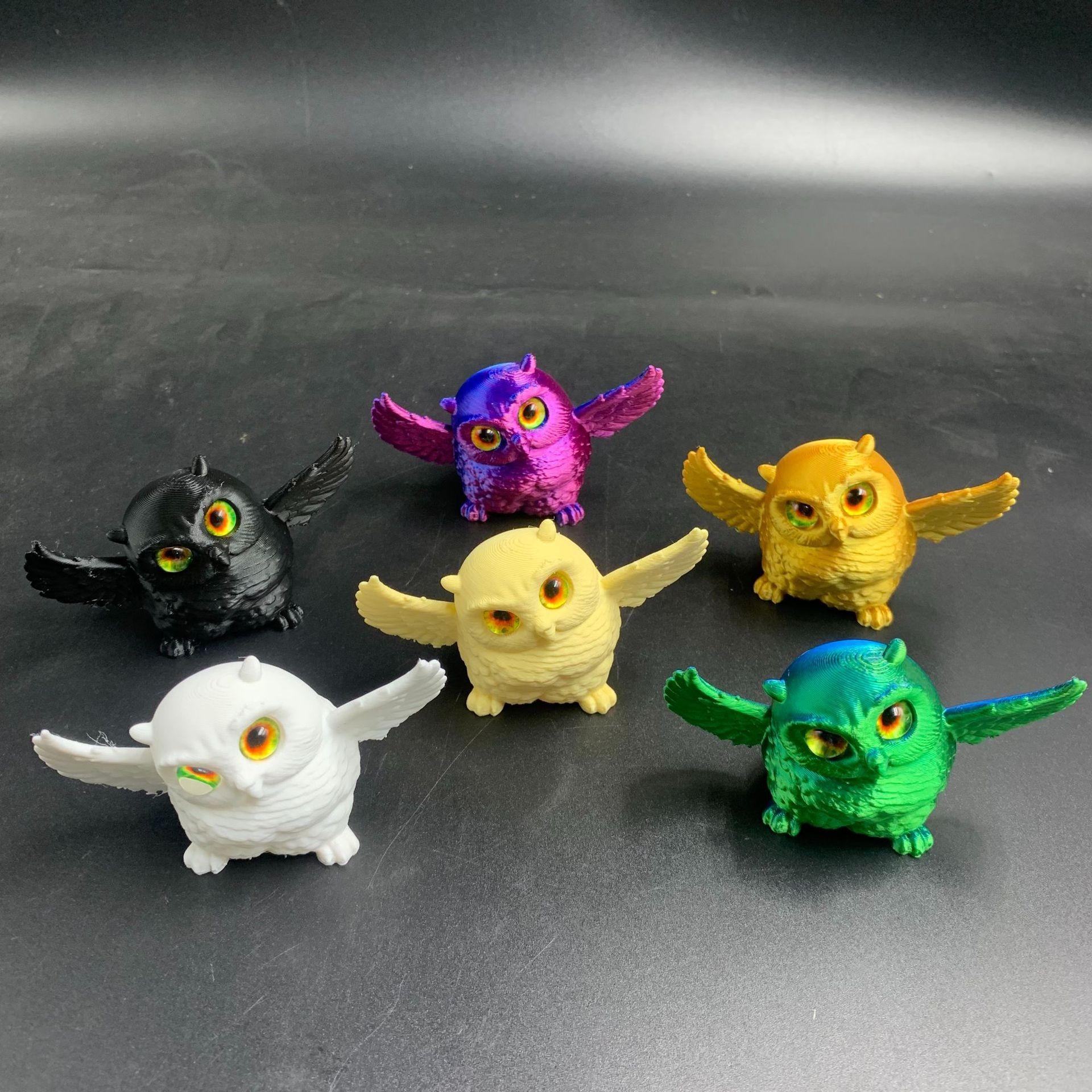 3D Printed New Owl Jointed Action Figure, Realistic Multi-Color Collectible Ornament, Detailed Design for Display & Collection