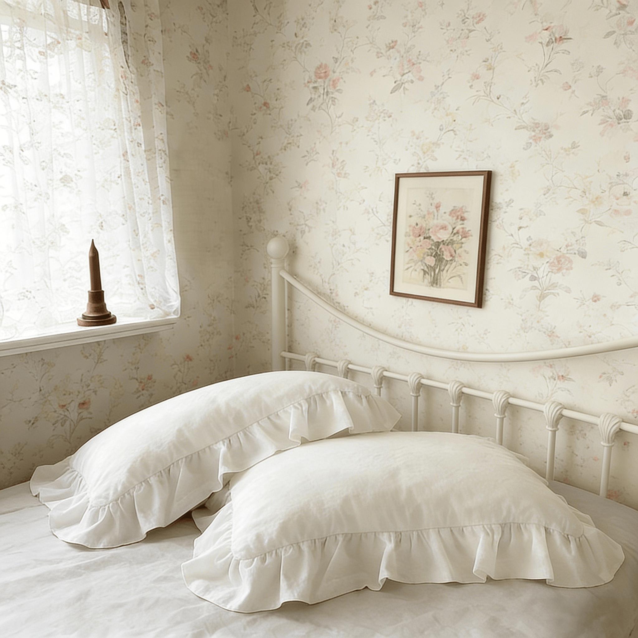 2Pcs 3D Jacquard Frill Pillowcase, French Vintage Romantic Style, High-count Soft Breathable Bedding, for Girls Bedroom, Homestay, Pillowcase Only, Without Insert