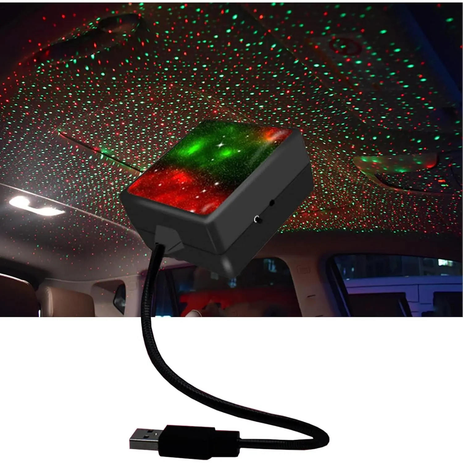 Roof  Night Light,  USB Projector Night Light Neon Accent Light Decor with Sound Activated Strobe and Auto Rotating Adjustable Ceiling Light for  Bedroom Party Romantic