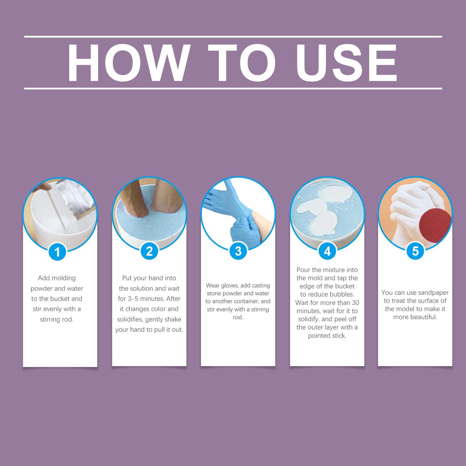 Hand Mold Powder DIY Kit, Clone Powder 3D Model Handprint DIY Souvenir Set, Creative Craft Supplies for Personalized Gifts