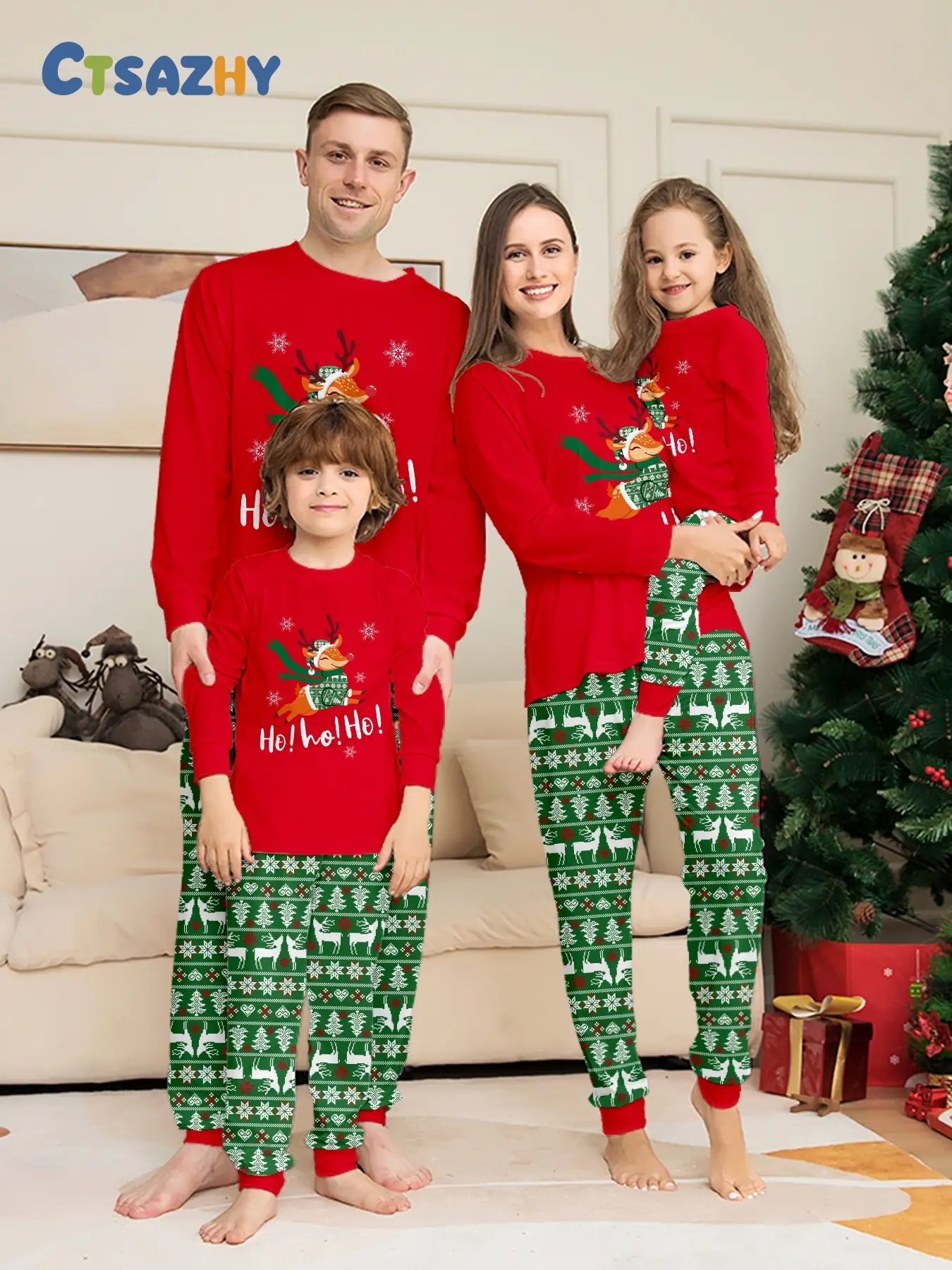 Family Christmas Pajama Set, Soft Knit Holiday Sleepwear, Breathable Comfort for Festive Photos, Cozy Home for Holidays