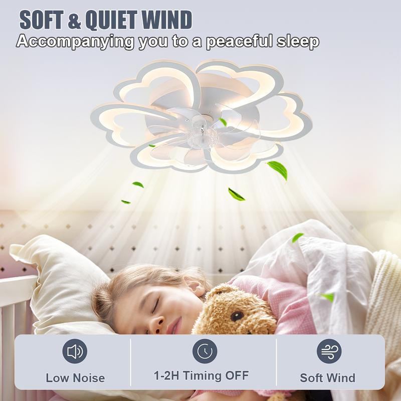 27" Smart Ceiling Fan with Lights and Remote, Modern Flush Mount Enclosed Low Profile Dimmable Indoor Ceiling Fan Light for Bedroom, Living Room, Kitchen, Kids Room, Patio - Black