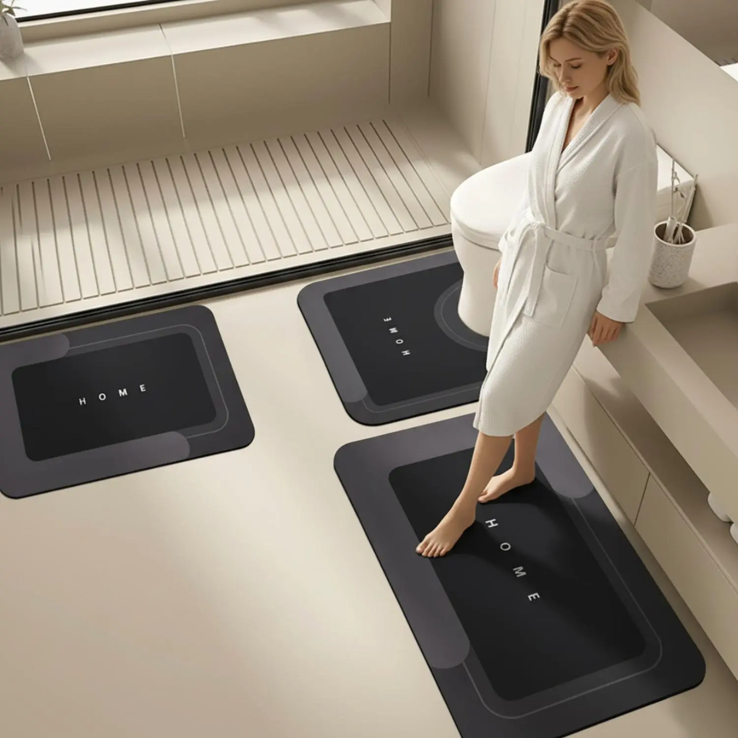 3-Piece Set Bath Rug Set, Non-Slip Bathroom Mat, Ultra Absorbent Quick Dry Bath Mats, Dirt-Resistant Shower & Toilet Floor Rugs,back to school,dorm essentials,home decor,home essentials
