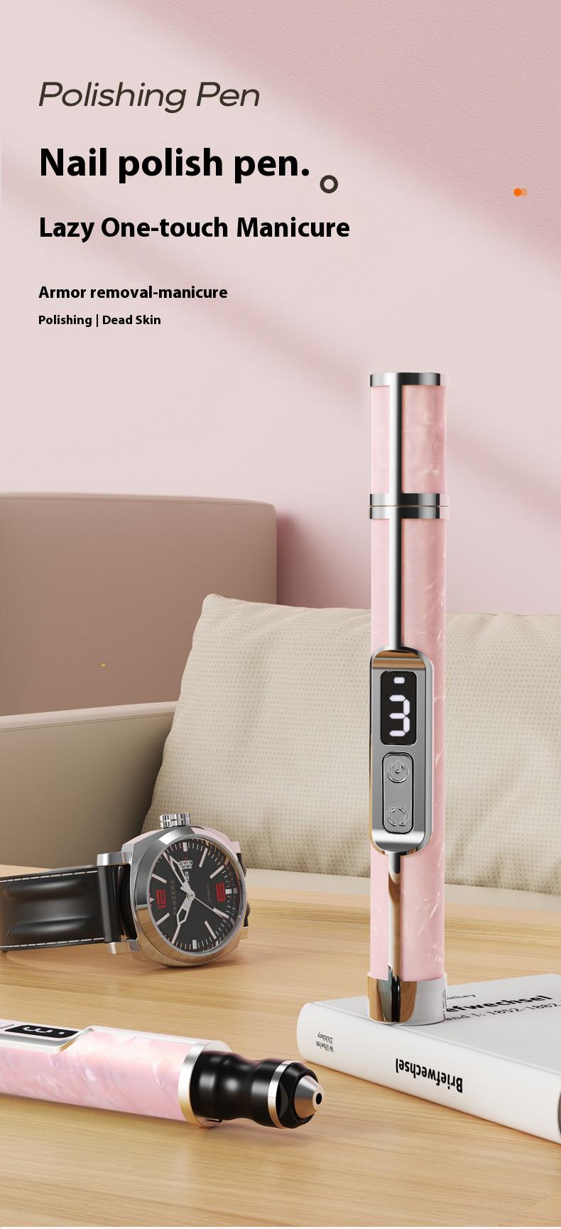 Professional nail salon electric nail buffing machine, USB charging, digital display, portable nail file, nail removal, dead skin removal, nail shaping, complete set of nail art tools