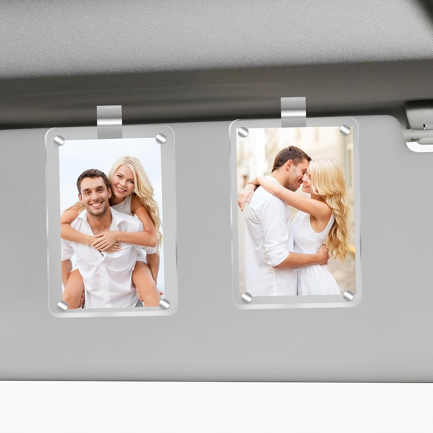 2‑Pack Car Sun Visor Photo Frame Clips Acrylic Random Colors Fits 6×9in Photos Customizable Car Decor Gift