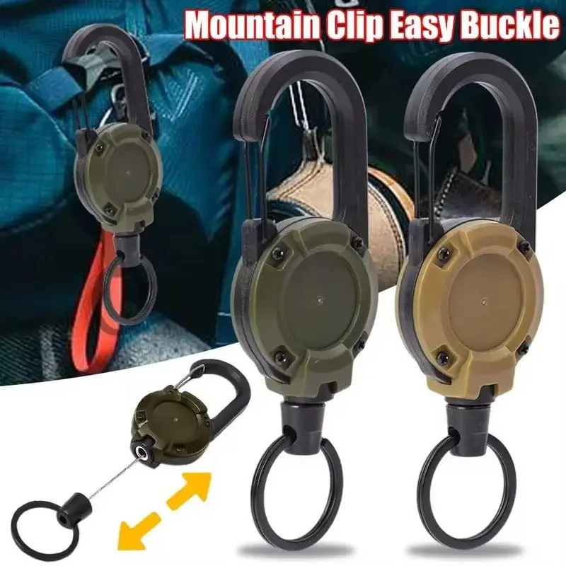 5-Pack Heavy-Duty Retractable Keychain Reel with 24-Inch Steel Wire Cable, Auto-Retracting Key Holder, Quick-Clip Carabiner and Aluminum Snap Lock for Belts, Bags, Fishing Gear and Outdoor Use