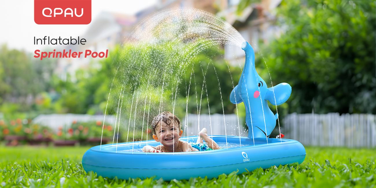 QPAU Birthday Girl Gifts for 1 Year Old Girl: Pink Mermaid Splash Pads for Toddlers 1-3, Kids Toy Splash Pad, Outdoor Baby Play Mat, Inflatable Pool, Animal Swimming Fun Holder Outdoorfun