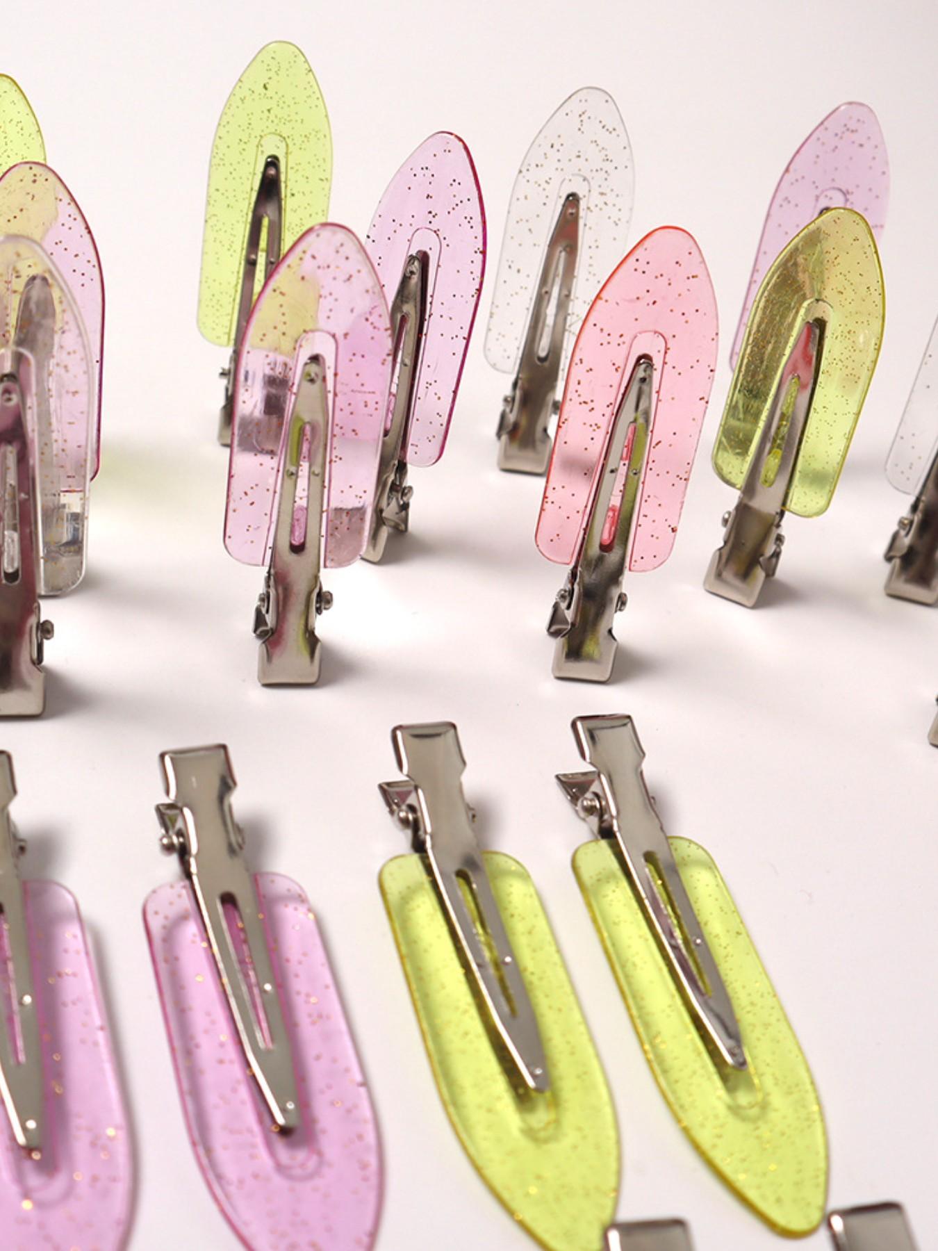 8pcs Cream Gel Candy Color Hair Clips, Transparent Dot DIY Handmade Straight Clip, No Trace Glitter Invisible Hair Clip, Student Fringe Clip, All Seasons Casual Style