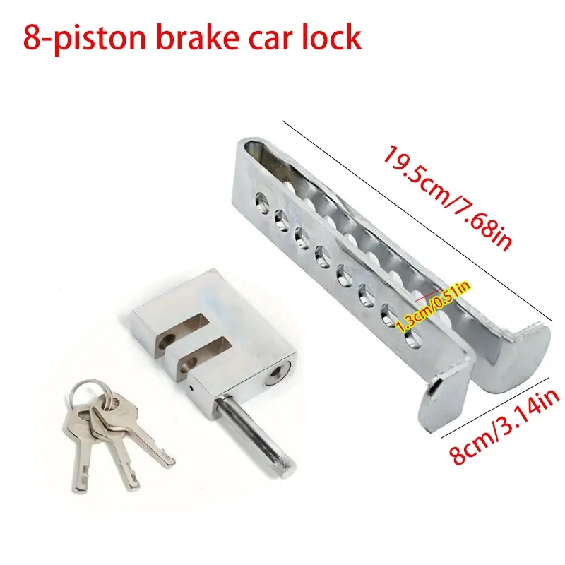 Anti-Theft Car Stainless Steel Brake Clutch Foot Pedal Lock, Fits Pedals Up to 1.5 cm, Fully Assembled Safety Lock