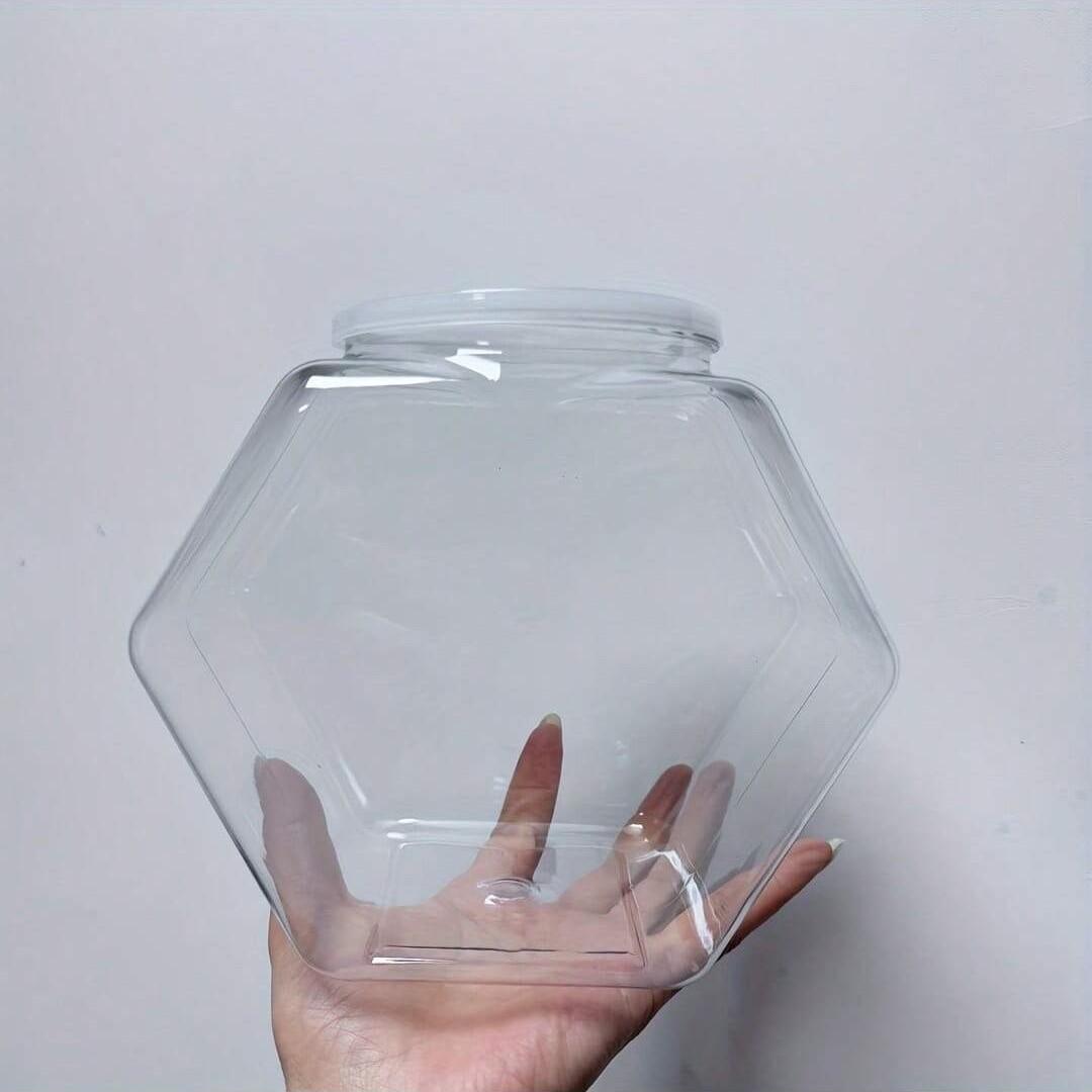 Transparent Plastic Snack Container, 78 Oz Capacity, Hexagonal Shape with Lid, Ideal for Kitchen Countertop, Candy Buffet, Home Storage Box