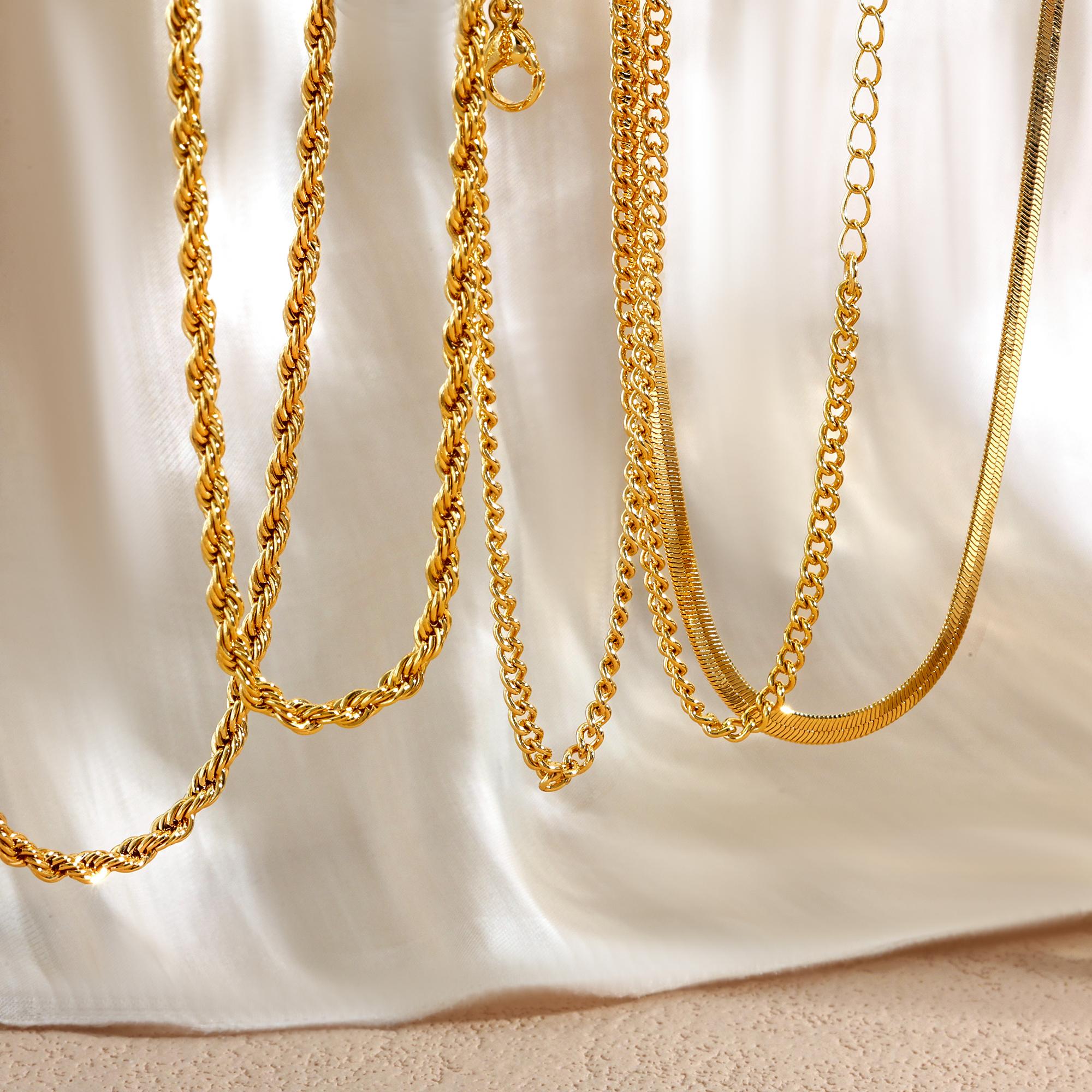 Tewiky&Dearmay Herringbone Necklace for Women,Dainty Snake Gold Chain Choker Necklaces,Simple Gold Layered Necklaces,Gold Jewelry Gift for Women