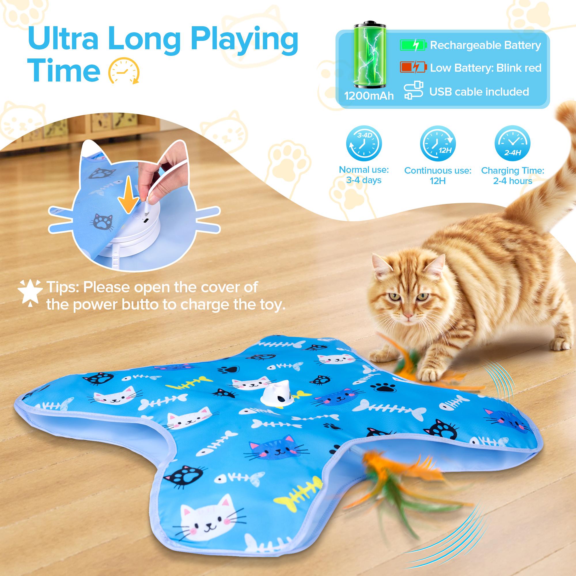 Chtoocy Hide and Seek Interactive Cat Toys,Moving Concealed Wand Feather, Rechargeable Cat Toy,Indoor Exercise Kicker for All Breeds Chtoocy Hide and Seek Interactive Cat Toys,Moving Concealed Wand Feather, Rechargeable Cat Toy,Indoor Exercise Kicker for All Breeds