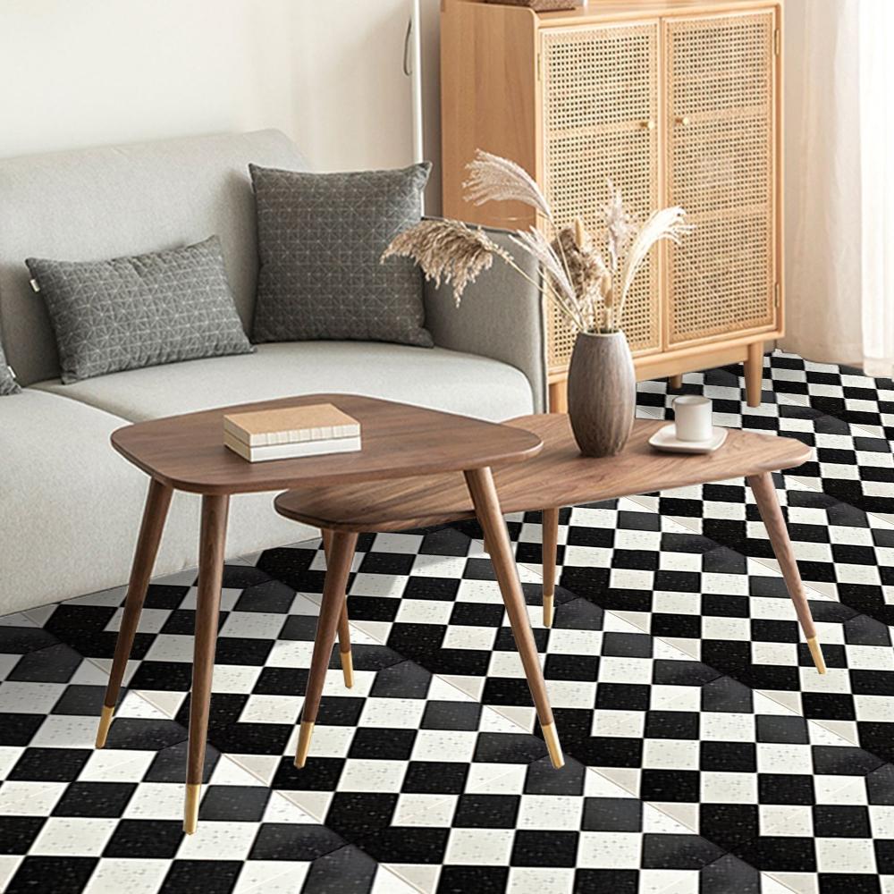 10 thickened self-adhesive floor stickers, PVC waterproof and wear-resistant leather floor stickers, art pattern, suitable for kitchen, bathroom, living room, floor installation, 11.81x11.81 inche