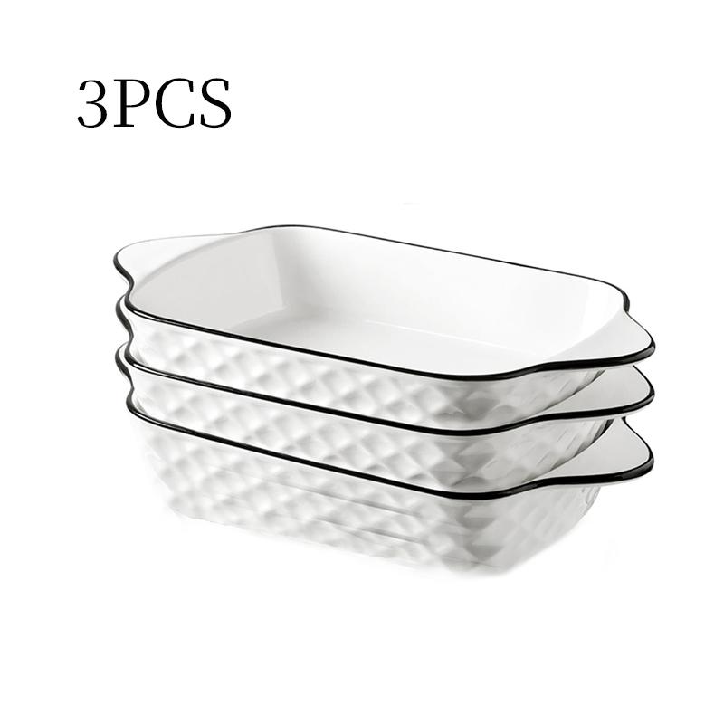 Ceramic Bakeware Set, Rectangle Shape with Handle Design, Oven & Microwave Safe for Cooking & Baking, Durable Kitchen Essentials