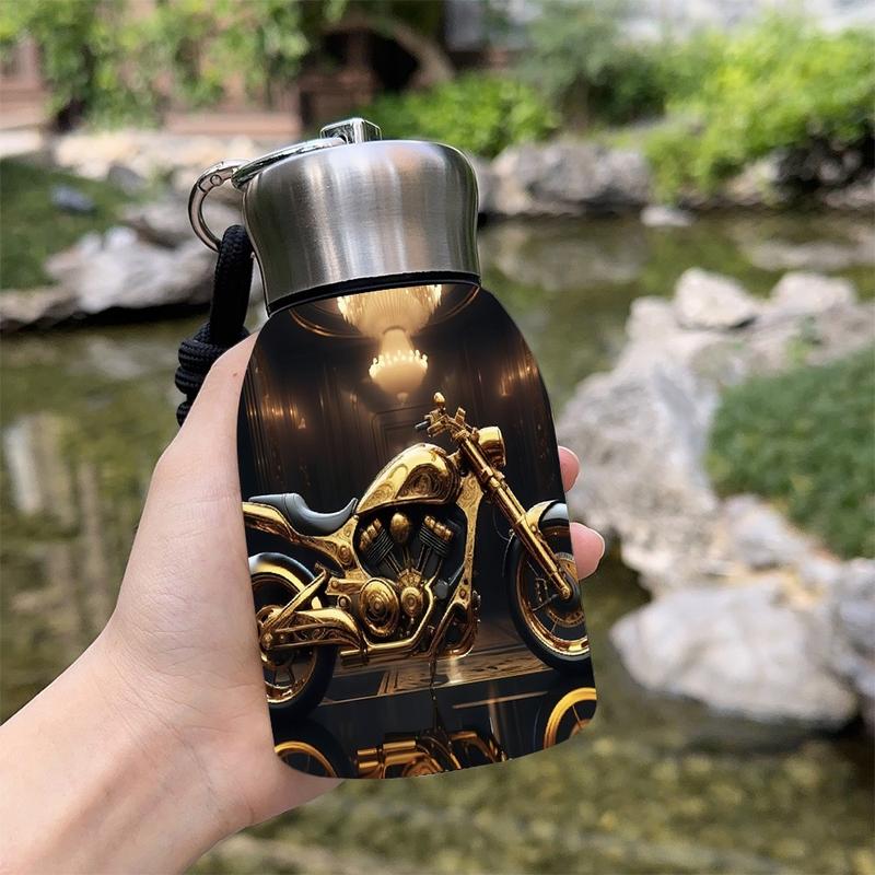 1pc 10.5oz Stainless Steel Tumbler - Leak-Proof, Insulated, Reusable, Hand Wash Only, Chic & Practical, Golden Cruiser Majesty Art Design, Perfect for Office, Camping & Holidays, Ideal Holiday Gift, Durable Drinkware, Office Essentials