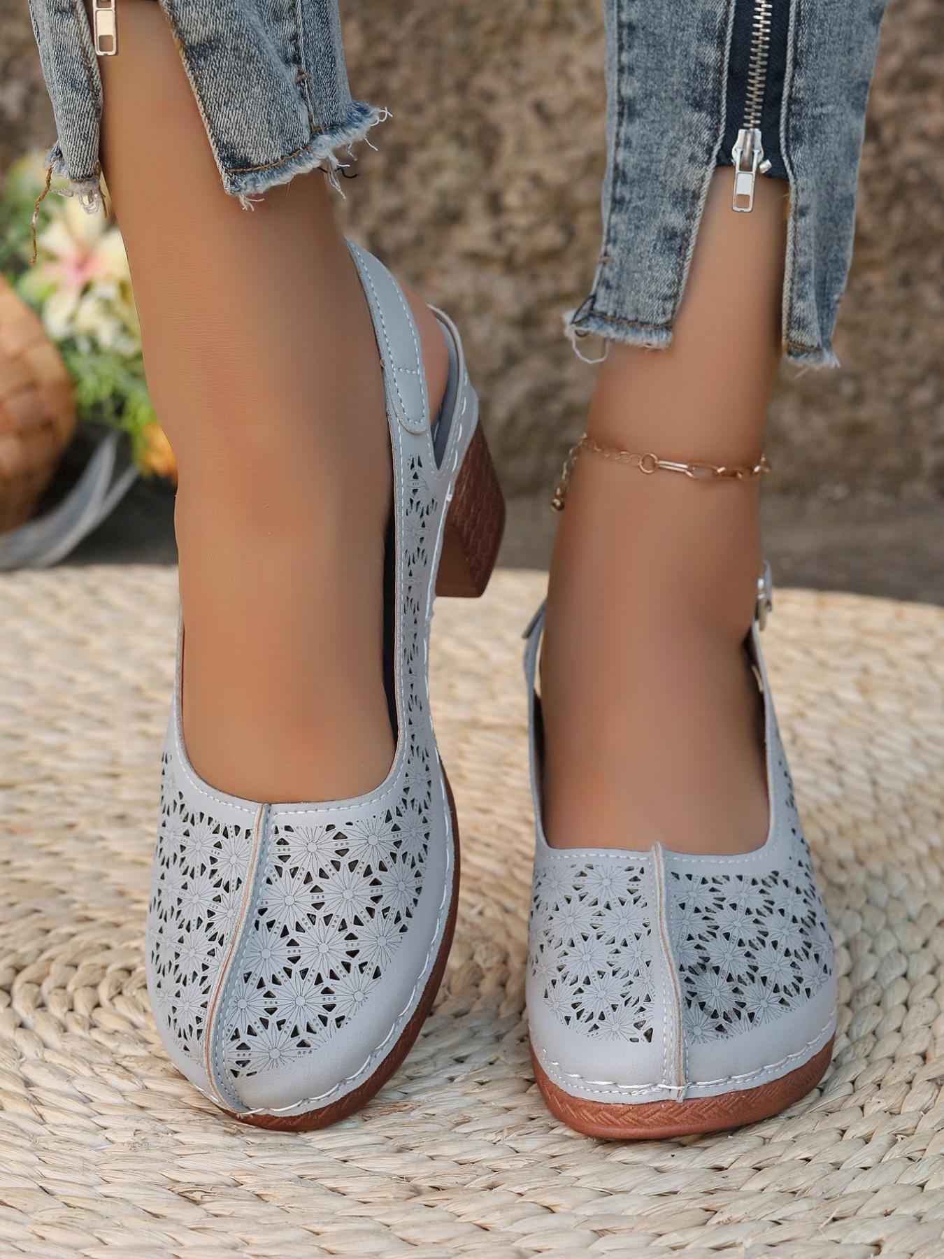 Elegant Hollow Out Women's Sandals, Secure Closed-Toe, Fashionable Slingback, Lightweight Comfort, Breathable, Perfect for Summer Outdoor Activities