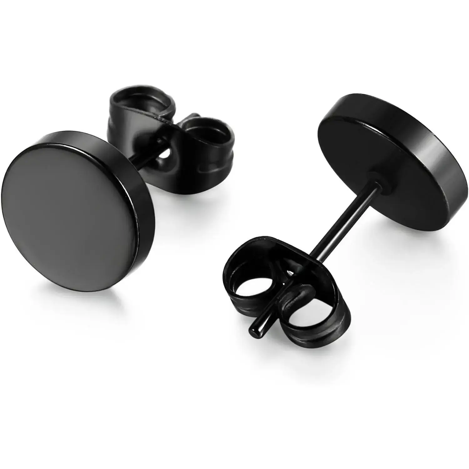 Unisex Men's Stainless Steel Black Stud Earrings, 3mm-8mm Multi-Size, High-Quality Tarnish-Free, Classic Design, Easy-Maintenance for Daily Wear, Men's Earrings, Minimalist Artificial Gemstone Earrings