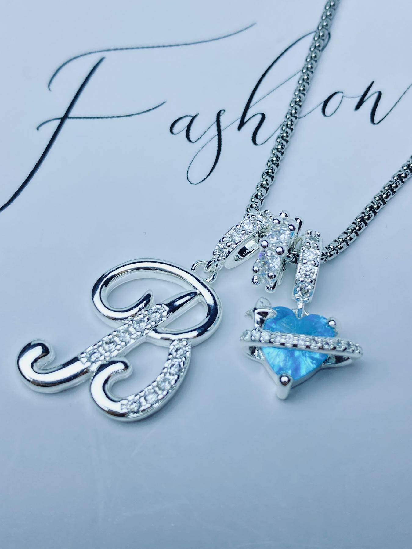 Women's Cz Birthstone Charm Necklace with Rose Jewelry Box, A-Z Letter Pendant, Elegant Gift for Wife Girlfriend Mom Daughter Birthday Christmas