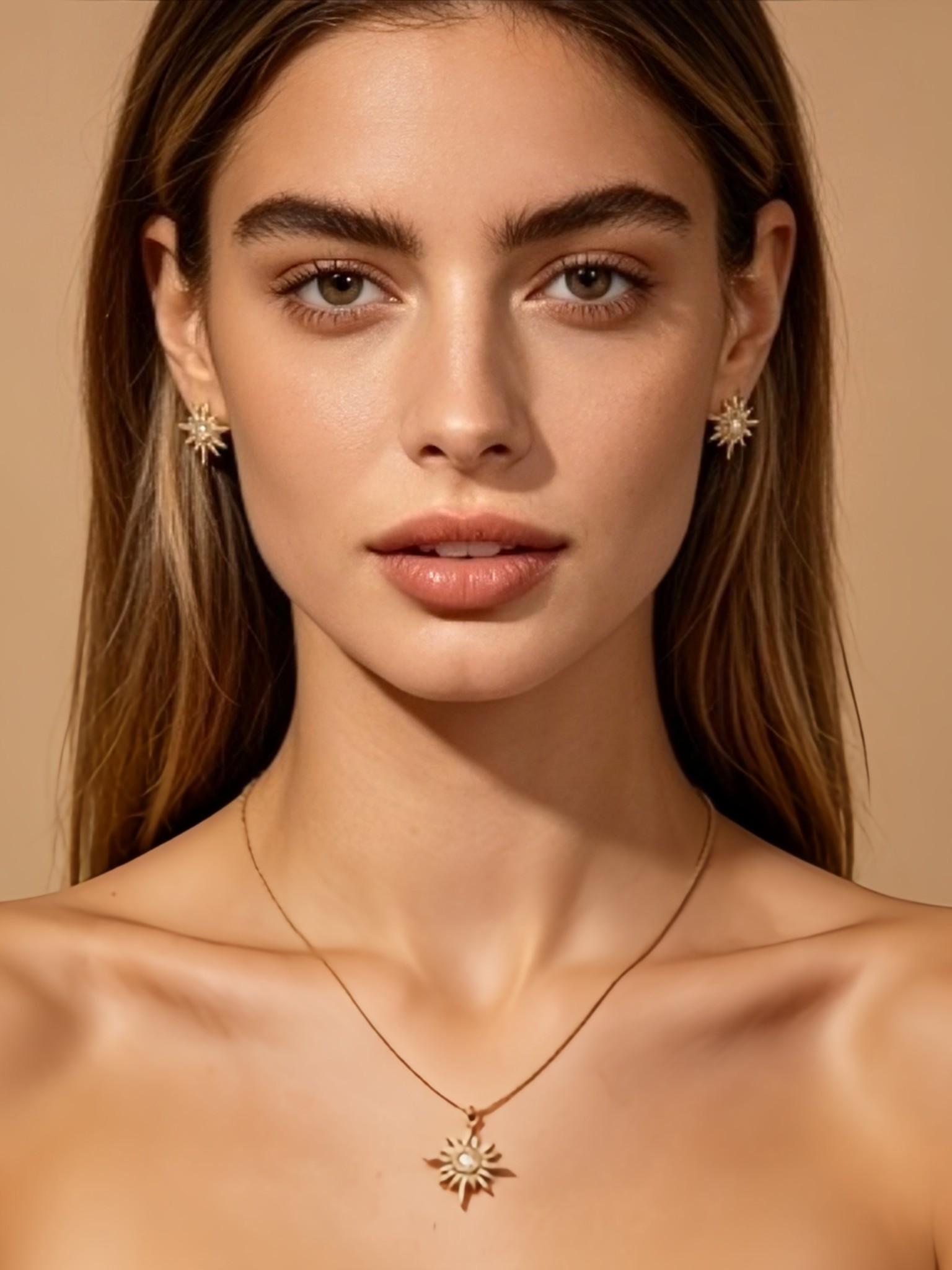 Women's Starburst Necklace Earrings Set, Elegant Starburst Jewelry, Wedding Gift Set, Perfect for Special Occasions