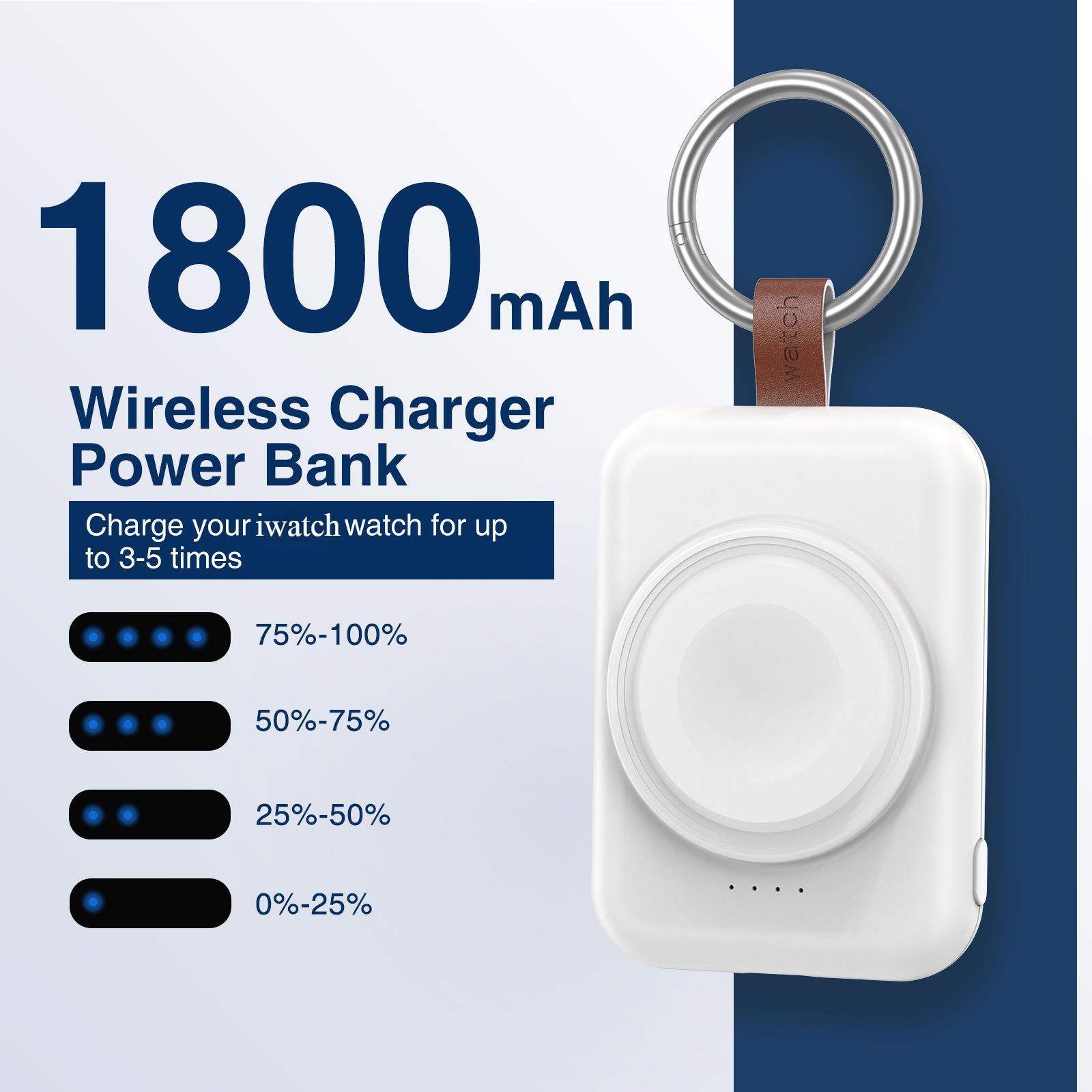 1800mAh Portable Wireless Charger for iwatch Smartwatch - USB Type C Magnetic Charging Dock with Quick-Charging Watch Wireless charger - Compact Travel Accessory