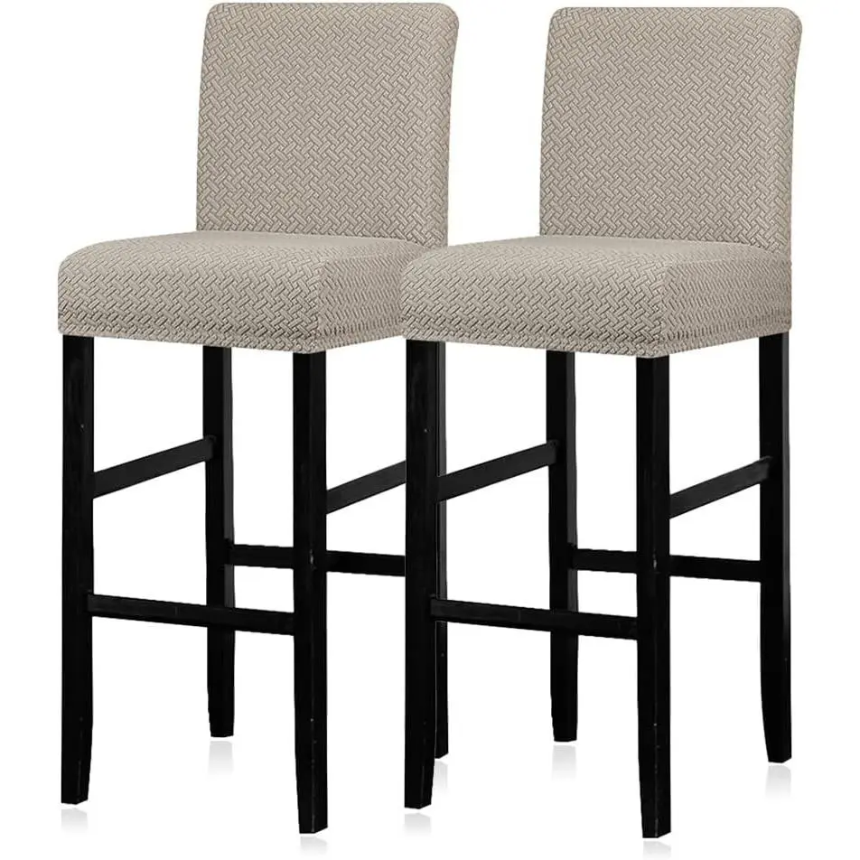Bar Stool Covers Set of 2,Stretch Washable Barstool Seat Covers Removable Bar Chair Covers with Backs,Counter Height Bar Stool Chair Covers for Kitchen Dining Room Cafe