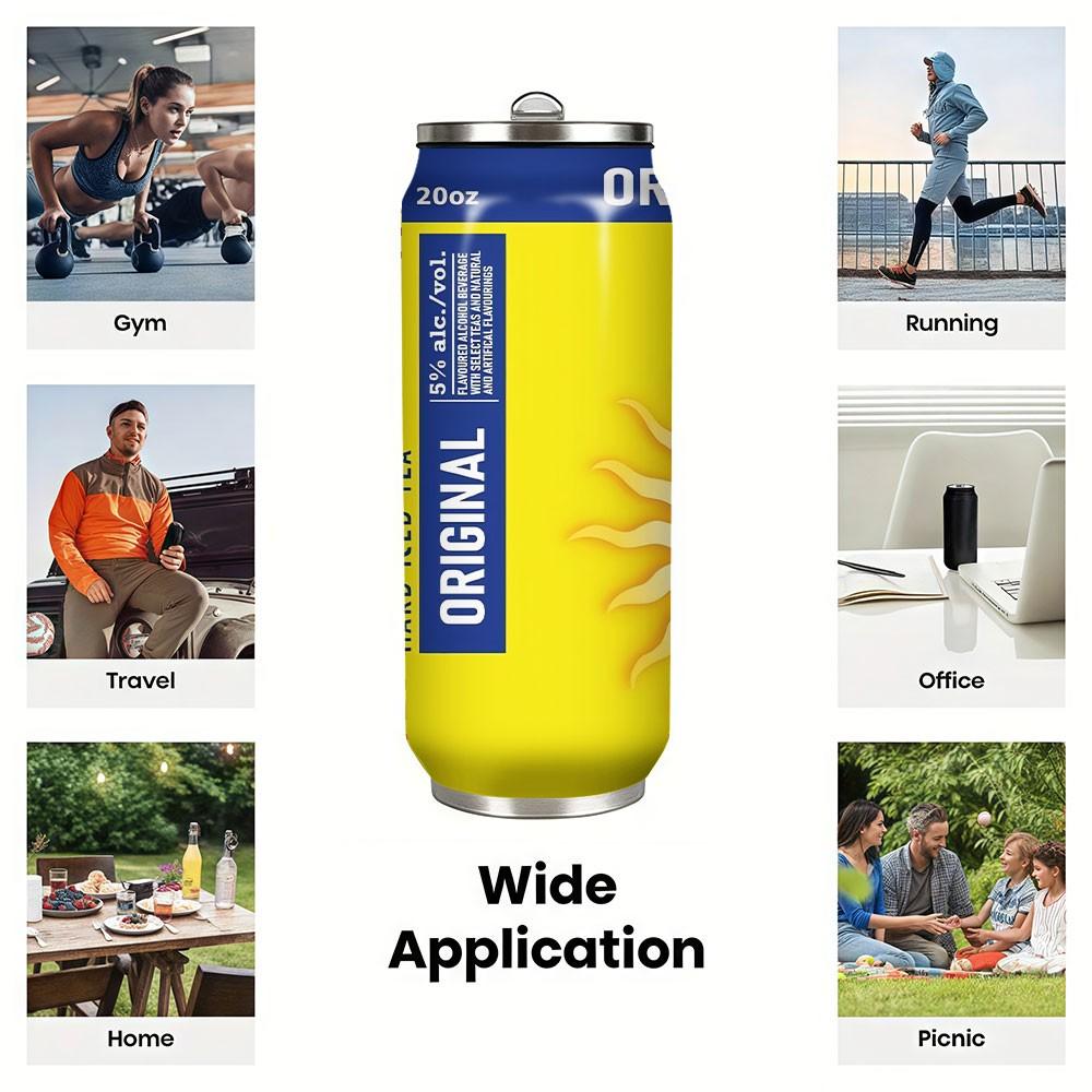 1pc Twisted Tea 17oz Portable Cup, Leak-Proof, Rust-Resistant, with Lid and Straw, Suitable for Hot and Cold Drinks, Ideal for Camping and Outdoor Use