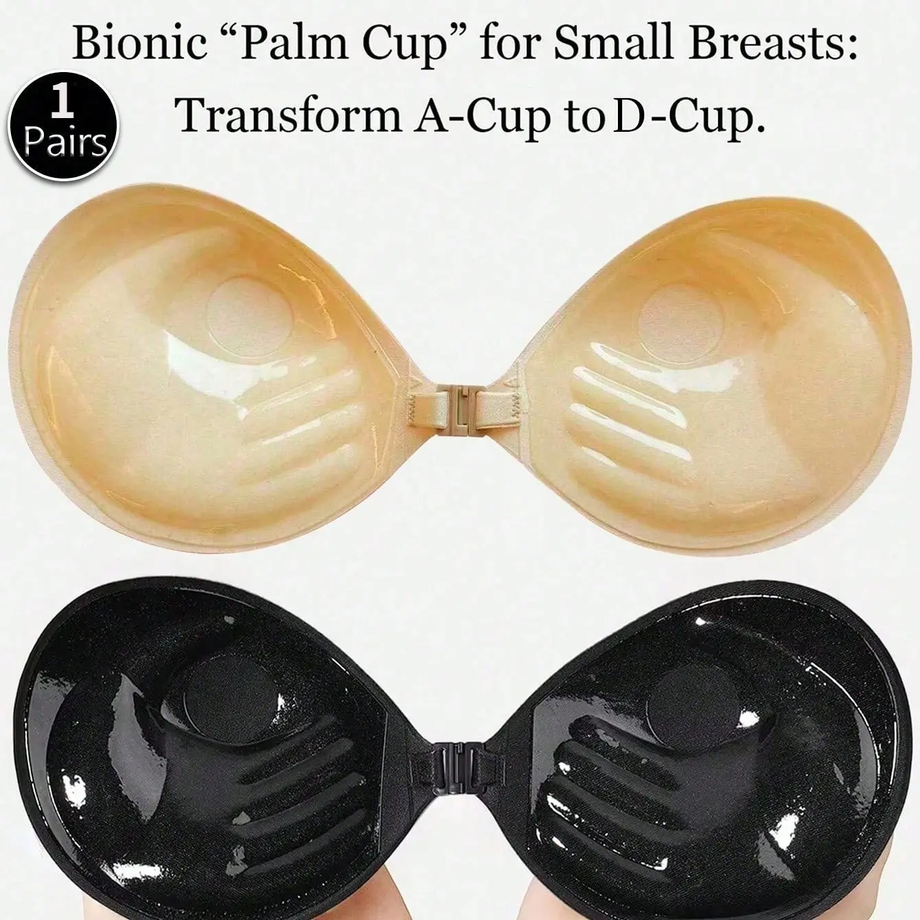 Invisible Strapless Sticky Silicone Nipple Covers, Thick 3cm Push Up Pads for Small Busts, Hidden Bra Cups for Dresses & Gowns, Lightweight