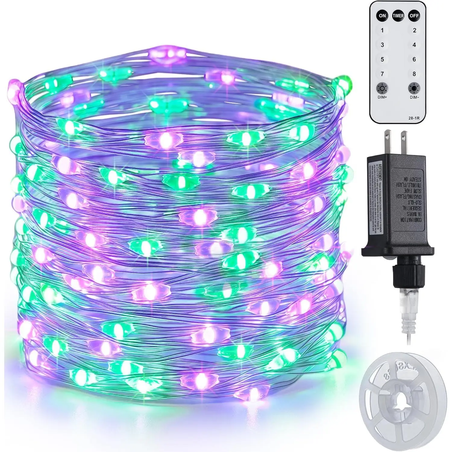 200 LED  and Green Halloween Fairy Lights Plug in | 8 Modes Halloween Lights Indoor Outdoor with Wheel, 66 ft Remote Control Christmas Fairy Lights for Xmas