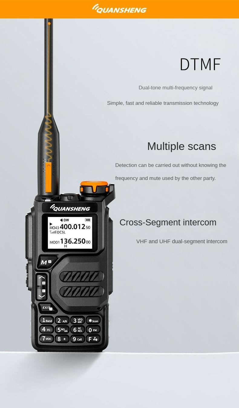 Quansheng Uvk5 Am/fm/dtmf Digital Walkie Talkie, 200 Channel Type-c Charging Three Frequency Receiving Walkie Talkie Noaa Weather Forecast, with Flash Vox Replication Frequency Lcd Display