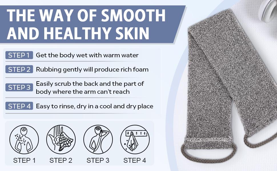 Exfoliating Body Scrubber for Men Women,Premium Bamboo Fiber Body Scrub Towel – Soft, Exfoliating, Gentle Bath Towel for Smooth Skin, Back Scrubber , Deep Clean , Body Exfoliator , Dead Skin Remover , Deep Exfoliation ,	Perfect Gift