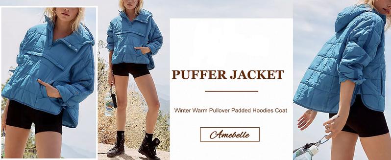 Tanming Women's Oversized Hooded Puffer Jacket - Lightweight Quilted Cozy Pullovl Winter Ser for Falpring - Casual Basic Outerwear Tops TikTokShopBlackFriday