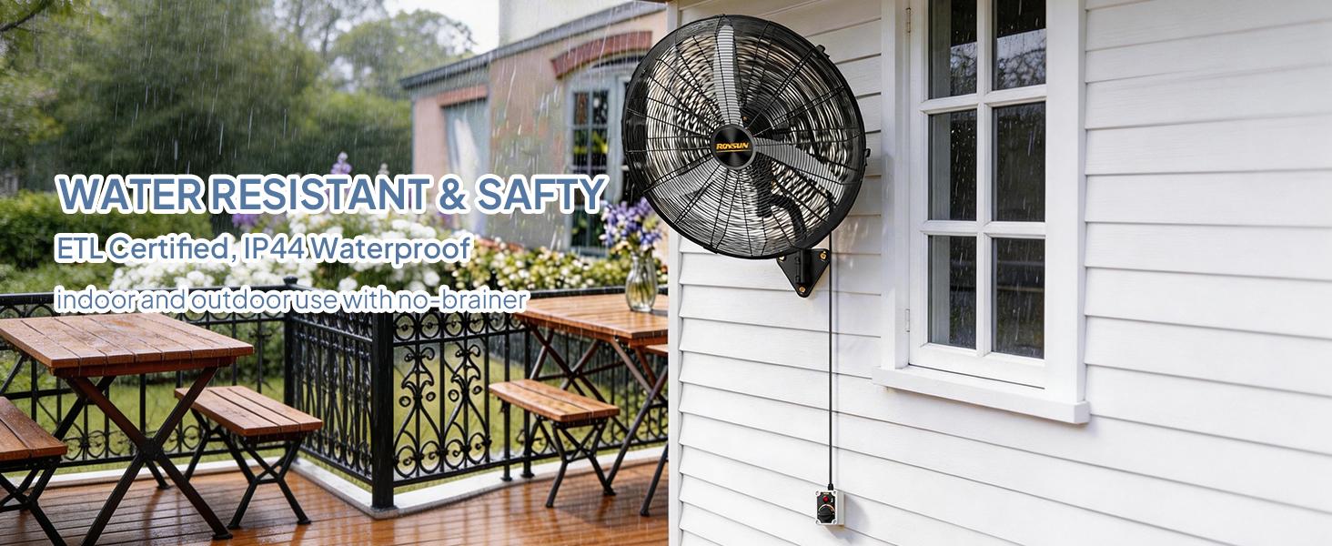 ROVSUN 20/26/30-in Wall Mounted BLDC Motor Adjustable Speed Fan, High Velocity Industrial Oscillating Waterproof Fan with Wired Remote for Garage, Patio