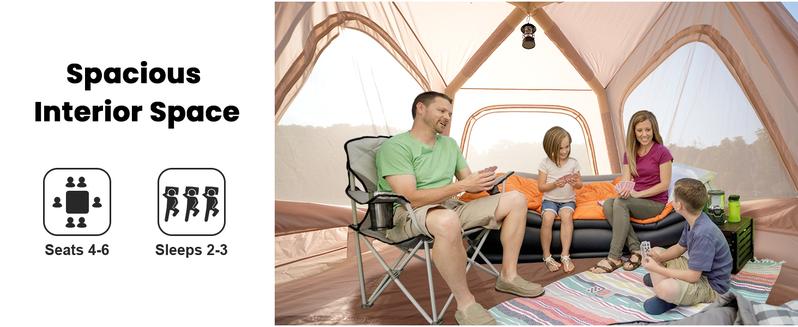 Lilypelle Inflatable Tents for Camping, Blow Up Tent with Hand Pump, Easy Setup Inflatable Hot Tent with Stove Jack, Waterproof Oxford Air Glamping Tents for Camping Adult 4-6 Person