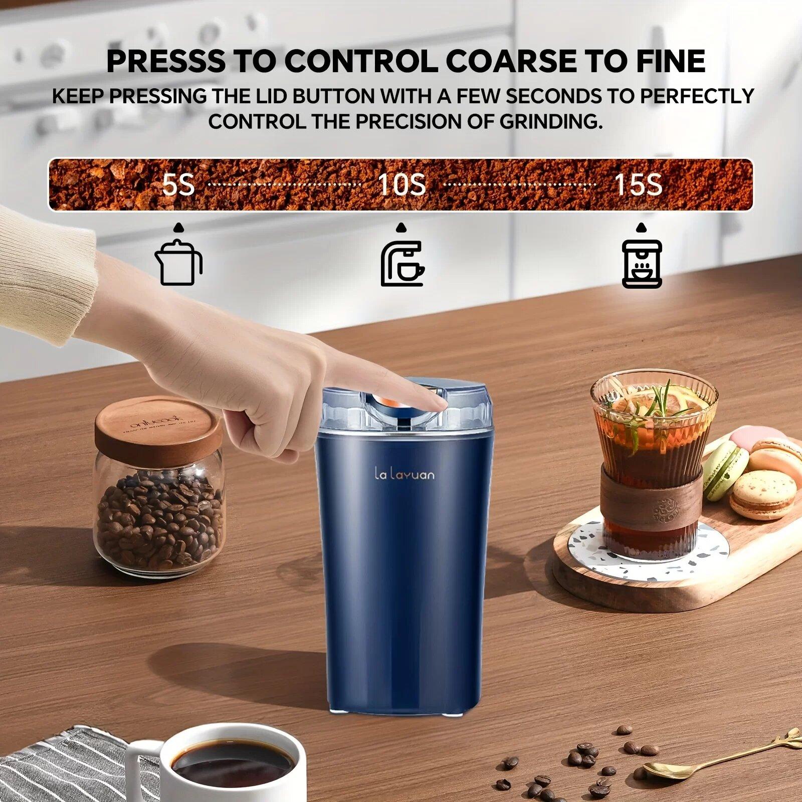 Electric coffee grinder, fast grind coffee beans, nuts, spices, beans and more. Multi-function grinding tool, portable small grinder, meet your needs, ultra-fine powder food processing mill and mixer grinder.