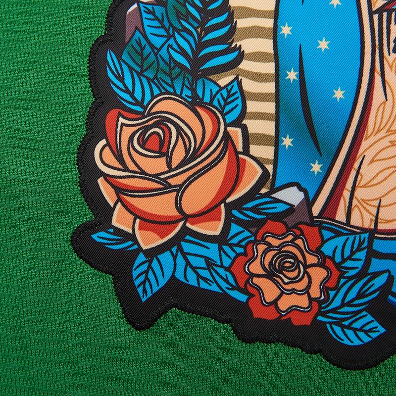 Mexico Guadalupe Embroidered V-Neck Baseball Jersey,Men's Gift,Button Short Sleeve Sports Jersey,Loose Breathable Soft Comfort,Gift for Game Day