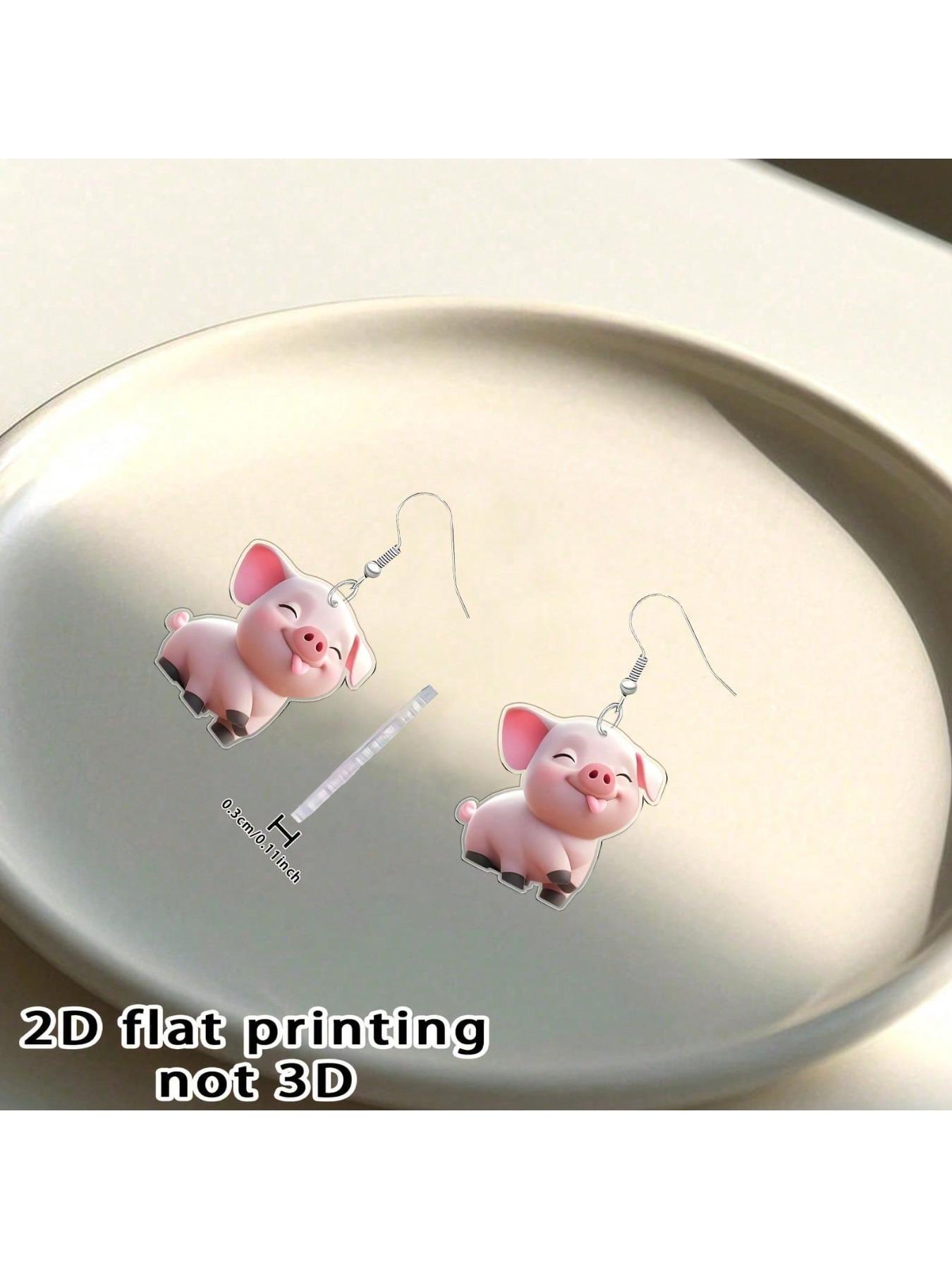 classic acrylic earrings -1 pair, cute pink pig design, elegant animal themed accessory, suitable for Christmas, Thanksgiving, birthdays, anniversaries, Mother's Day gifts, unique earrings