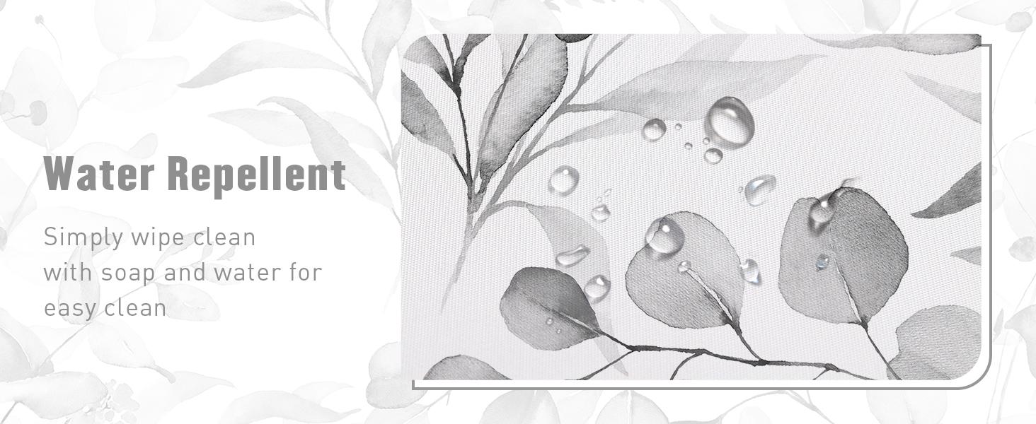 Grey Spring Floral Shower Curtain, Modern Plants Botanical Fabric Cloth Shower Curtains for Chic Elegant Bathroom Decor, Summer Watercolor Eucalyptus Leaf, 72x72