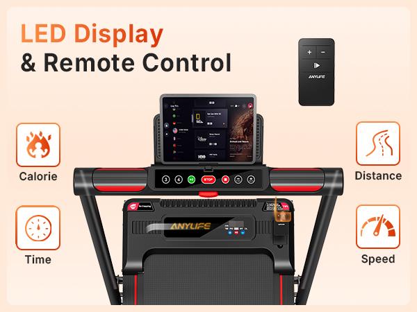 【HappyValentine's Day】Treadmill with Handrails, Incline Walking Pad, Treadmills Home, 330 lbs Capacity, Under Desk, Indoor Mini Exercise Equipment with Remote Control, Portable, Compact, Collapsible, Quiet, Treadmill with LED Display , Office Use, Pro mix