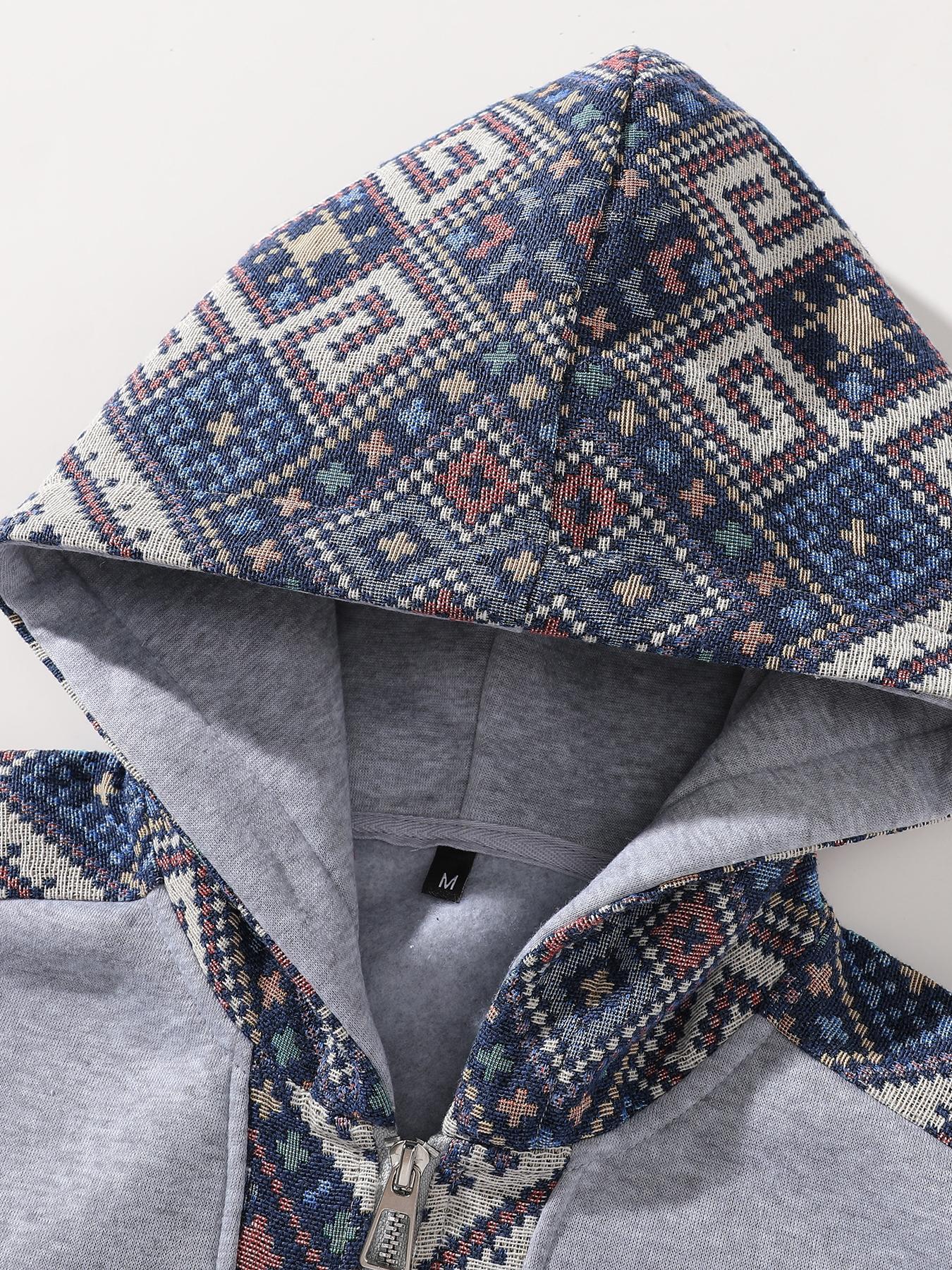 Men's Two-Piece Sport Set, Ethnic Pattern Hoodie & Straight Leg Pants, Casual Style, Soft Fabric, Fall & Winter Wear, Streetwear Tracksuit Set, Sweat Suit