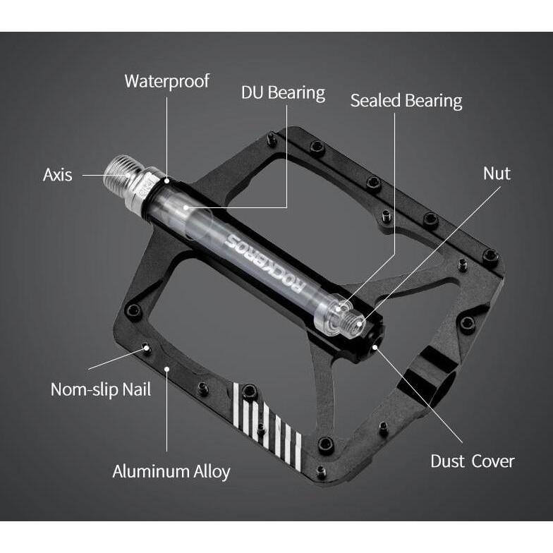 ROCKBROS Pedals Bicycle Aluminum Alloy Sealed Bearing Pedal Ultralight Non Slip Waterproof Mountain Bike Road Bike Pedal Cycling Accessories