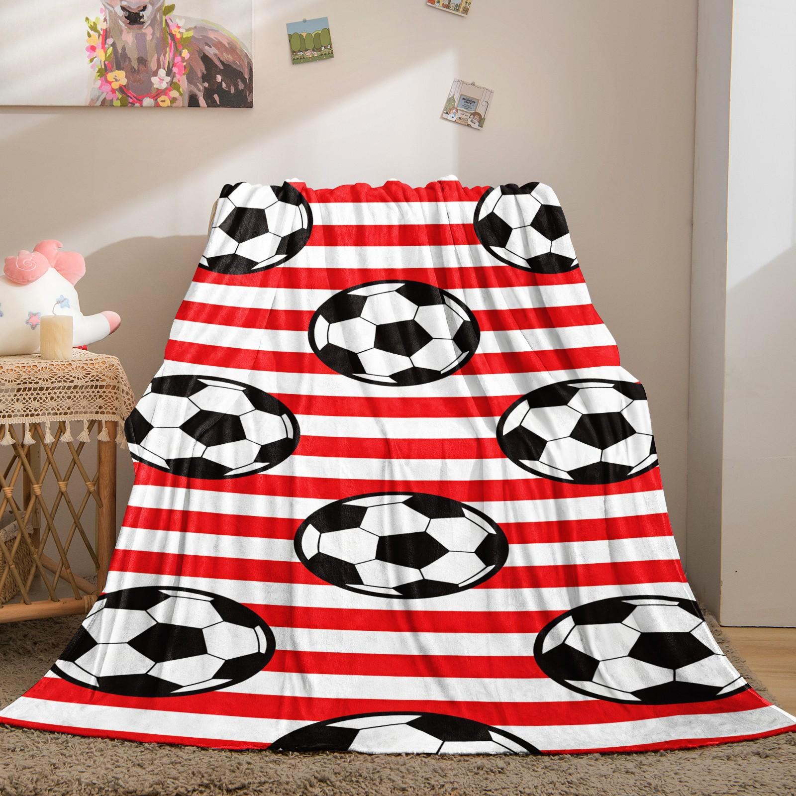Football Pattern Blanket, Suitable For Daily, Festival, And Birthday Gifts For Children And Adults. Soft, Warm, And Lightweight Plush Blanket, Perfect For Decorating Beds, Sofas, Cars, And Rooms