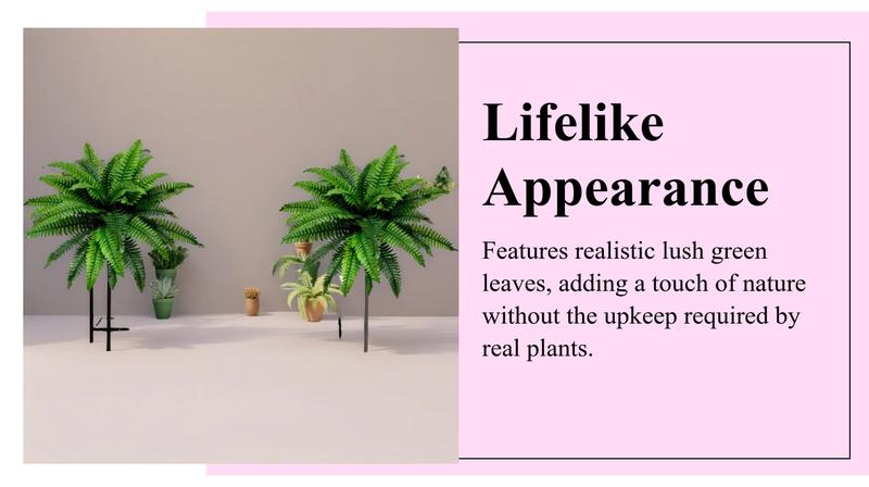 2pcs Large Artificial Boston Fern Plant - Realistic Lush Green Plastic Hanging Decor for Indoor/Outdoor Use, No Maintenance Home Garden Porch Decor, Perfect for Graduation Christmas Housewarming Gifts, Artificial Plants for Home, Artificial Faux Plants