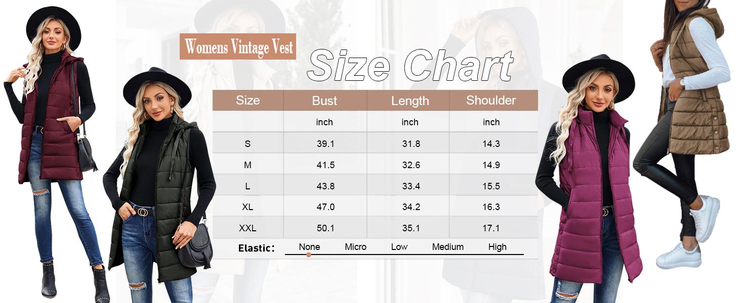 Goranbon Women Long Vest Solid Color Sleeveless Hood Winter Puffer Vest Outwear